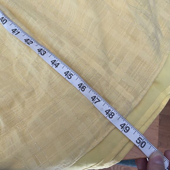 Maggy London Sz 10 Tiered Midi Sundress Yellow Flutter Cap Sleeve Silver Thread - Picture 11 of 13